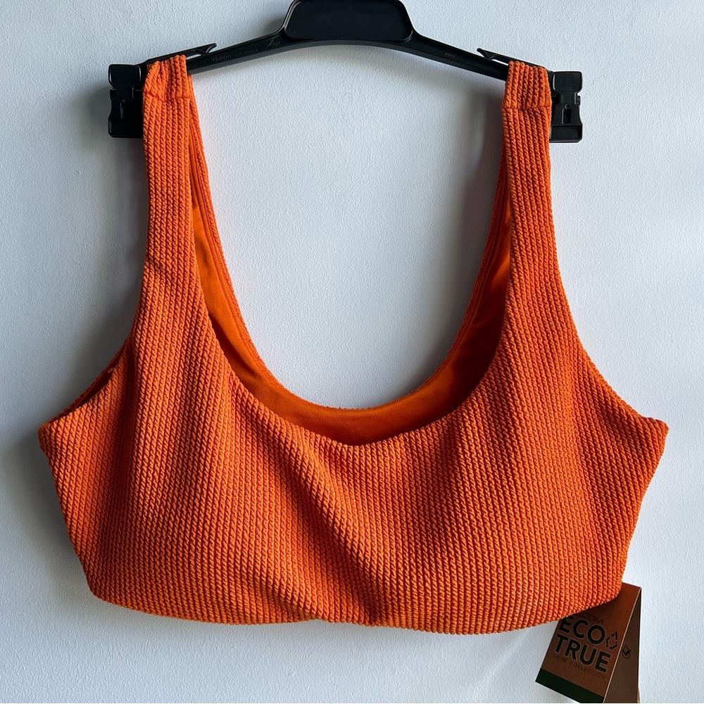 Volcom' Scoop Neck Cropped Bikini Top Burnt Orange Size Large